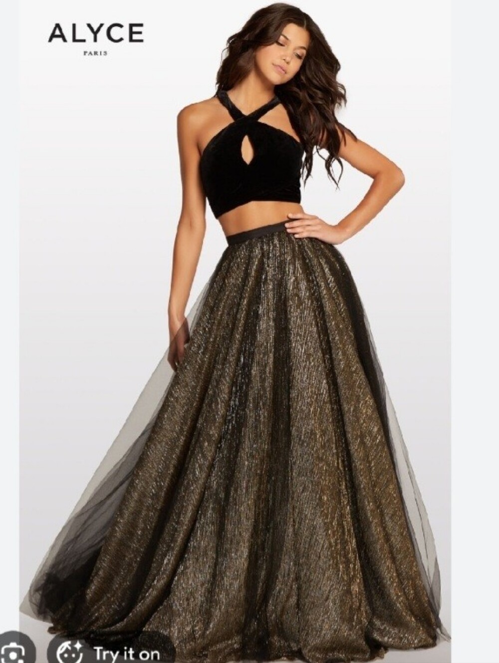 Alyce Paris - Style KP103 - Size S 2/4 - Black/Silver/Gold Formal Prom Pageant